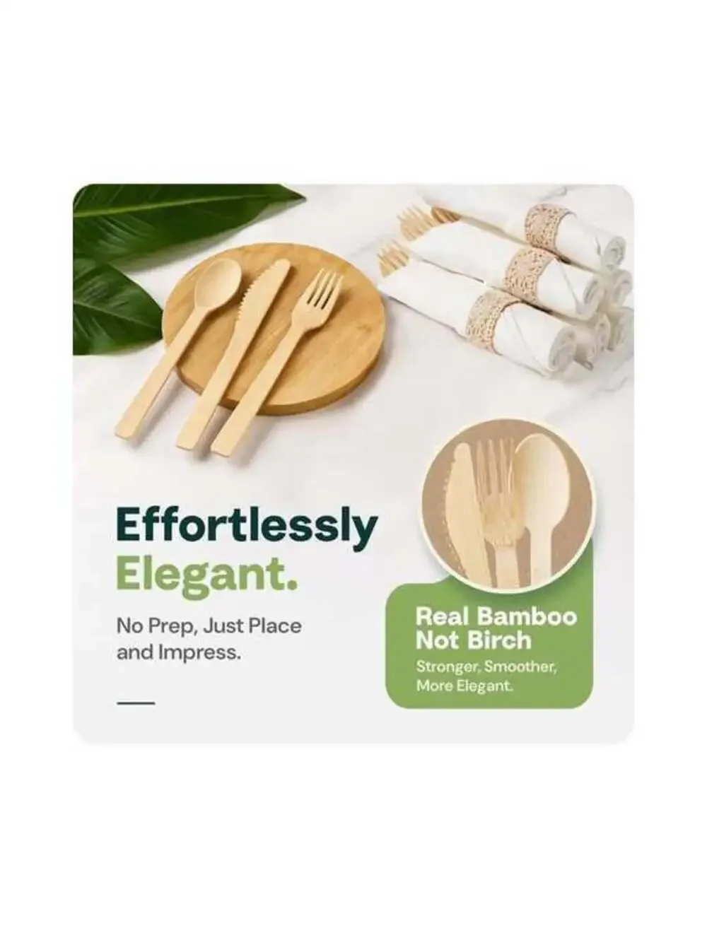 Eco-Friendly Palm Leaf Bamboo Plates & Cutlery Party Set - New in Box